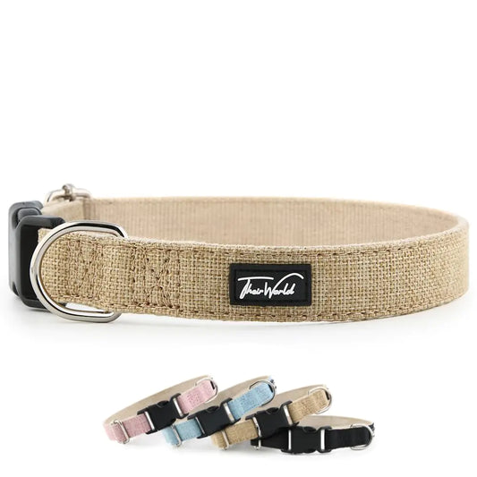 Dog Collar Hemp Multiple Colors and Sizes Eco-Friendly and Breathable Biodegradeable (Khaki Large)