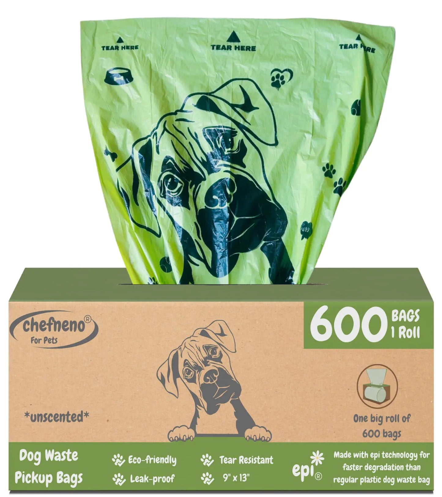 Dog Poop Biodegradable Bags One Biig Roll (600 ct.) Eco-friendly Doggy Poop Bags Pet Waste Pickup Bag Degradable Cat Waste Disposal Bags (1 Roll 600 Bags)