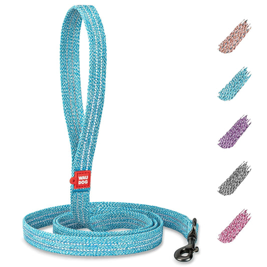 Blue Recycled Cotton Dog Leash 6 Ft Eco Friendly Collar for Small Dogs