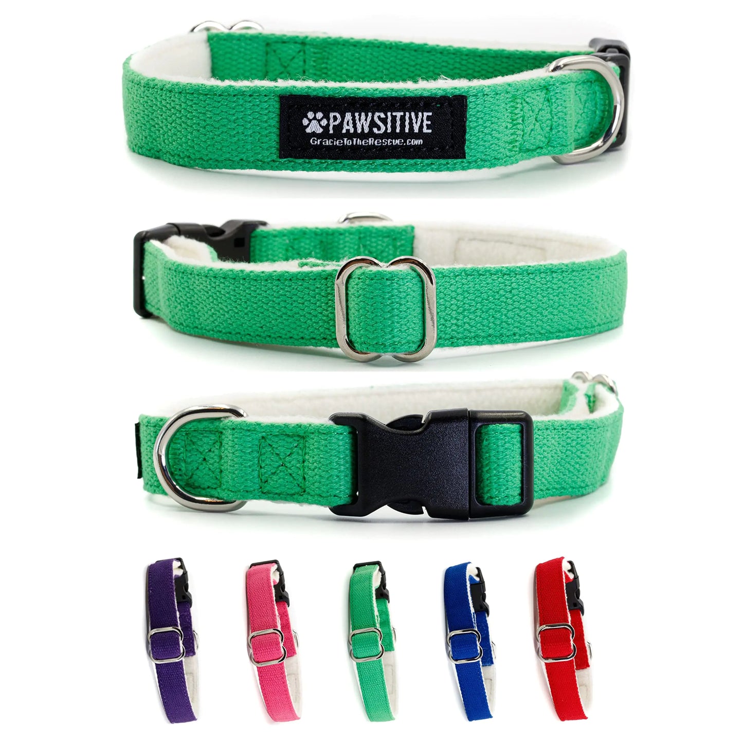 Hemp Dog Collar - Green Dog Collar - We Donate a Collar for Every Collar Sold. Help a shelter in Need! Solid Color Adjustable Collar Great for Small Medium and Large Dogs (Large Green)